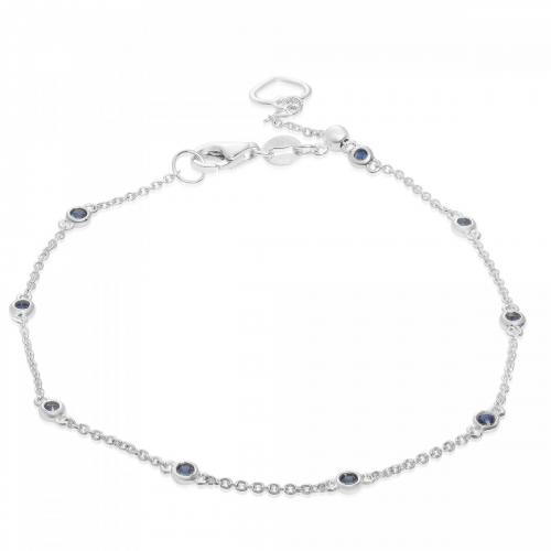 White gold sapphire by the yard bracelet