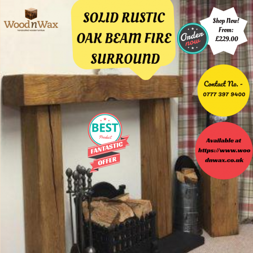 Buy Now ! Hand Crafted Solid Rustic Oak Beam Fire Surround