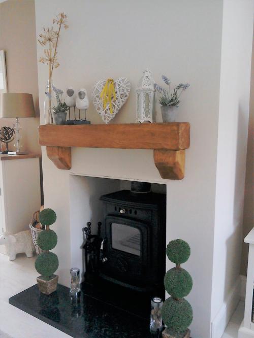 floating oak mantel shelf