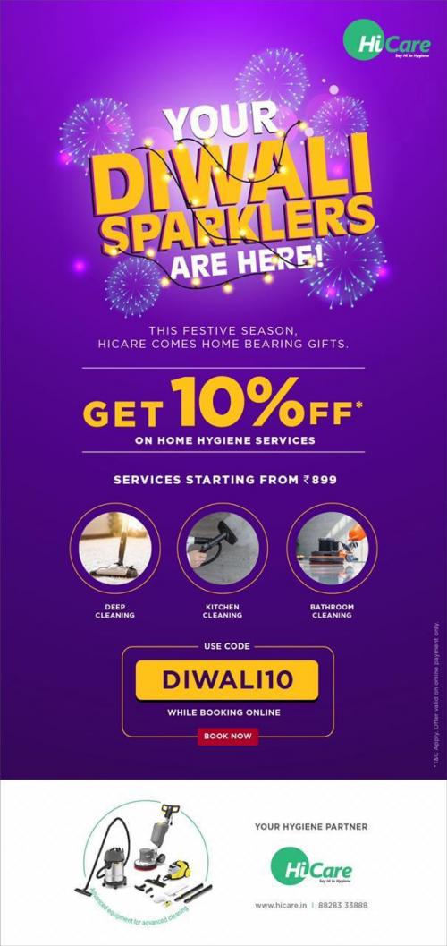 Get The 10% Off On Deep Cleaning Services In Festival Of Light By HiCare