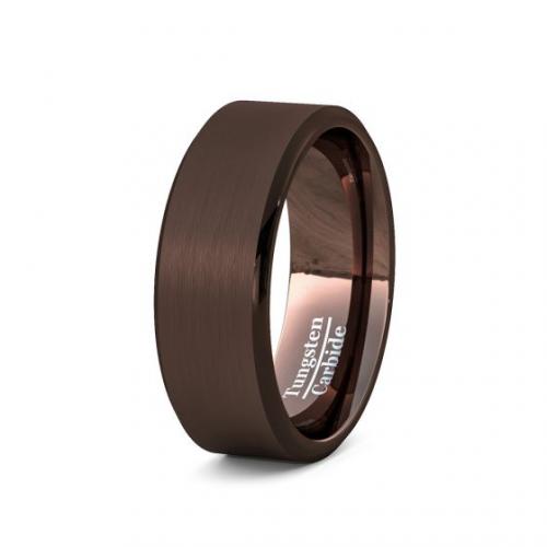 FASHION RING RARE BROWN TUNGSTEN RING BEVELED EDGE COMFORT FIT