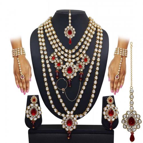 Red Kundan Polki Wedding Necklace