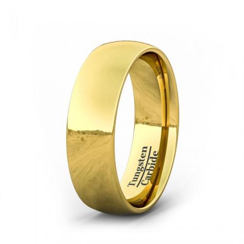 8MM 18K GOLD PLATED HIGH POLISH DOME TUNGSTEN RING