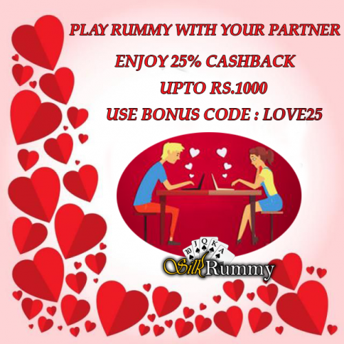 Enjoy Rummy Game with a special #valentine bonus offer to all #rummy players.