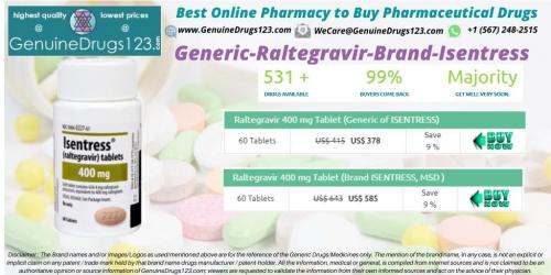 Isentress Raltegravir 400, 600 mg Tablets Medication Online