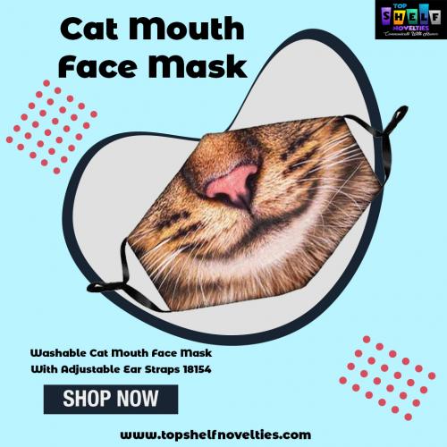 Washable Cat Mouth Face Mask With Adjustable Ear Straps