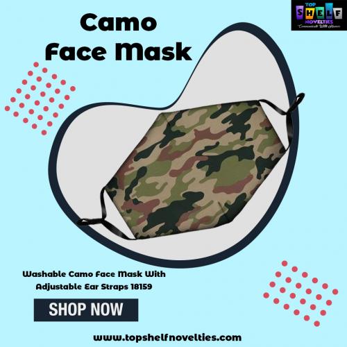 Washable Camo Face Mask With Adjustable Ear Straps