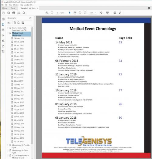 medical event- medical chronology