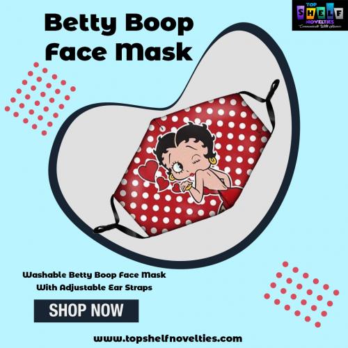 Washable Betty Boop Face Mask With Adjustable Ear Straps