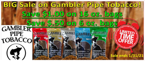 Big Sale on Gambler Pipe Tobacco