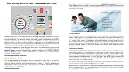 Hiring Data Entry Services Can Create A Good Impact For Your Business