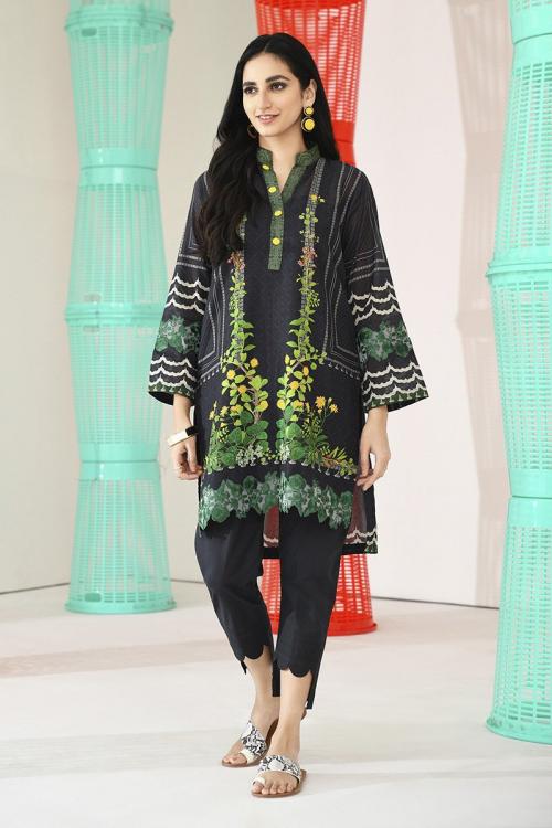 Vivid Black - Digital Printed Lawn Shirt for Women - BuyZilla.pk