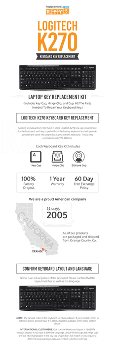 Shop 100% OEM, Durable Logitech K270 Keyboard Key Replacements from Replacement Laptop Keys