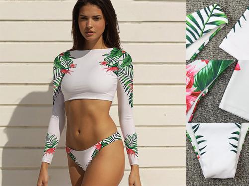 upopby fashion long sleeve surfing two piece swimsuit