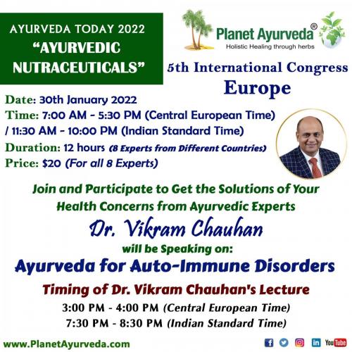 "AYURVEDA TODAY 2022" - 5th International Congress - Europe, 30th January 2022"