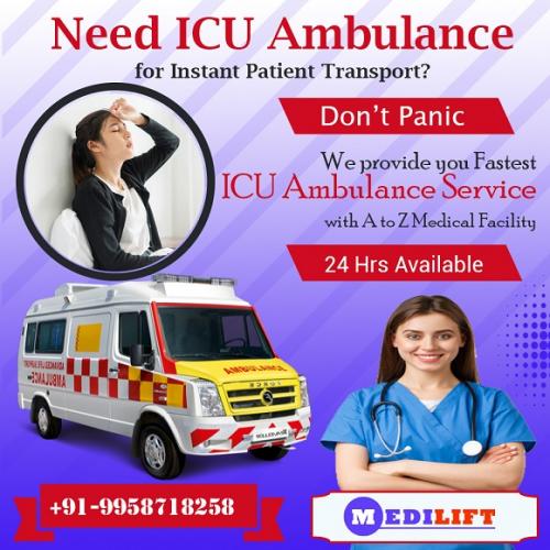 Medically Prepared Ambulance Service in Mangolpuri by Medilift