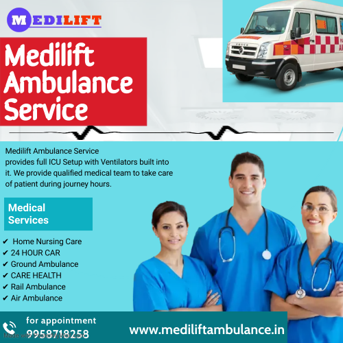 Speedy Transfer Ambulance Service in Booti More by Medilift