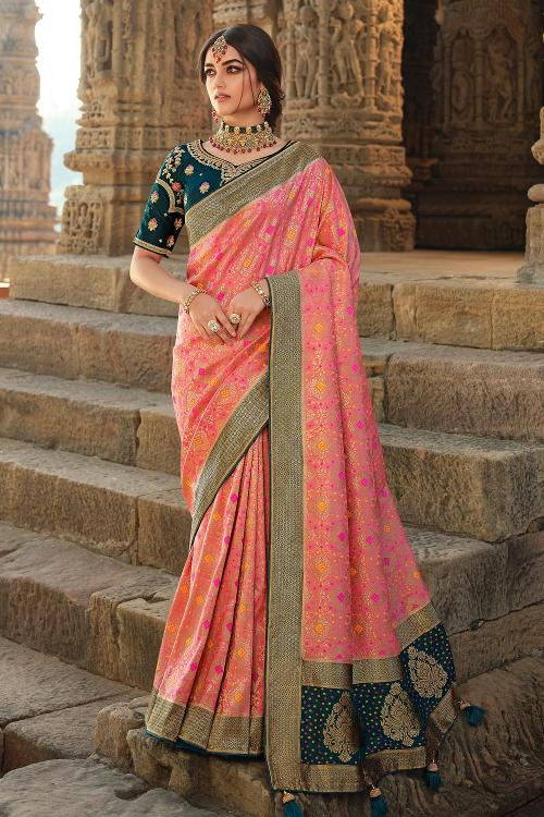 Light Pink Banarasi Silk Designer Sarees