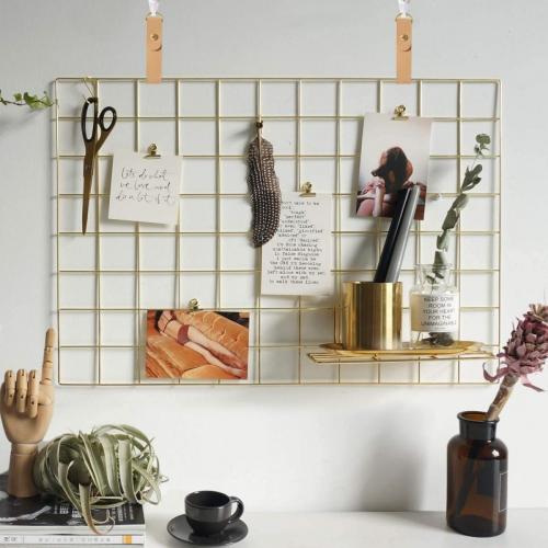 PIKIFY DIY Steel Grid Photo Frame for Wall, Clip Holder Photo Frame,Multi Functional Creative Mesh Wall Grid [45 * 65cm-GOLD] [MADE IN INDIA]