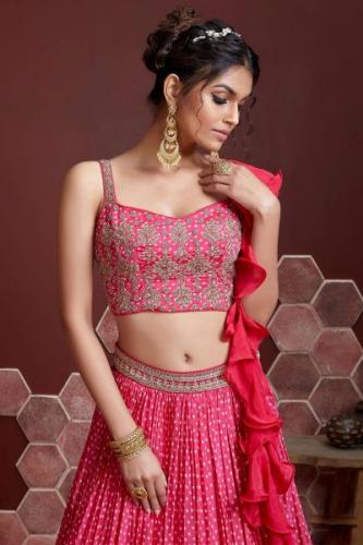 pink lehenga half