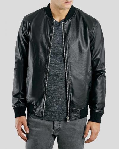 Bailei Black Bomber Leather Jacket - Effortlessly Trendy for Men - NYC Leather Jackets