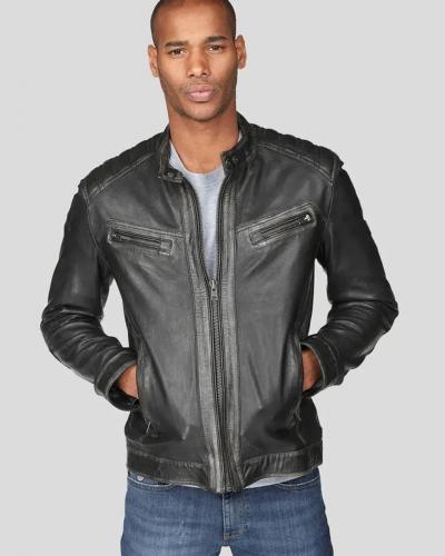 Elevate Your Biker Style: The Lucas Black Motorcycle Leather Jacket - NYC Leather Jackets
